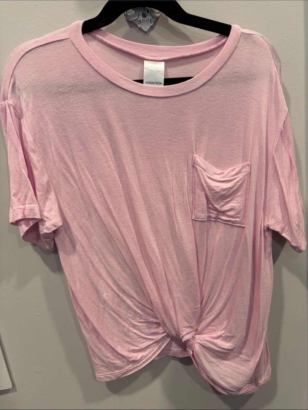 Nordstrom Pink Short-Sleeve Knot Front Pocket Tee